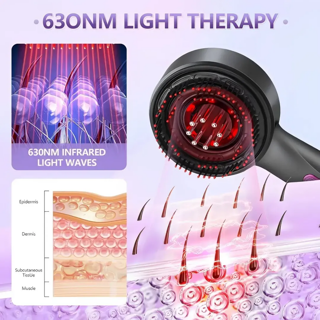 Cepillo de Masaje Capilar LED con Luz Roja